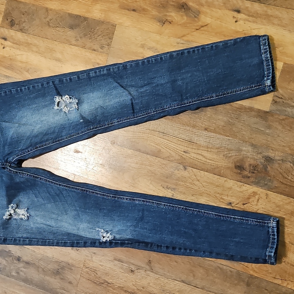 👖RUE 21 "Twenty One Black" Blue Skinny Jeans with Distressed Details - Picture 3 of 8